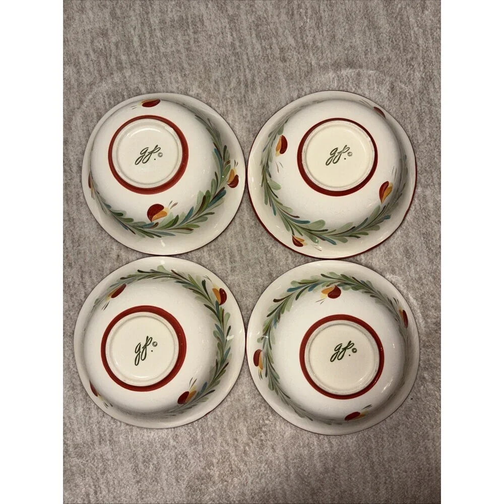 Gail Pittman Bowls Set Of Four. Siena Garland Soup/cereal yellow Brick Red - Picture 3 of 4